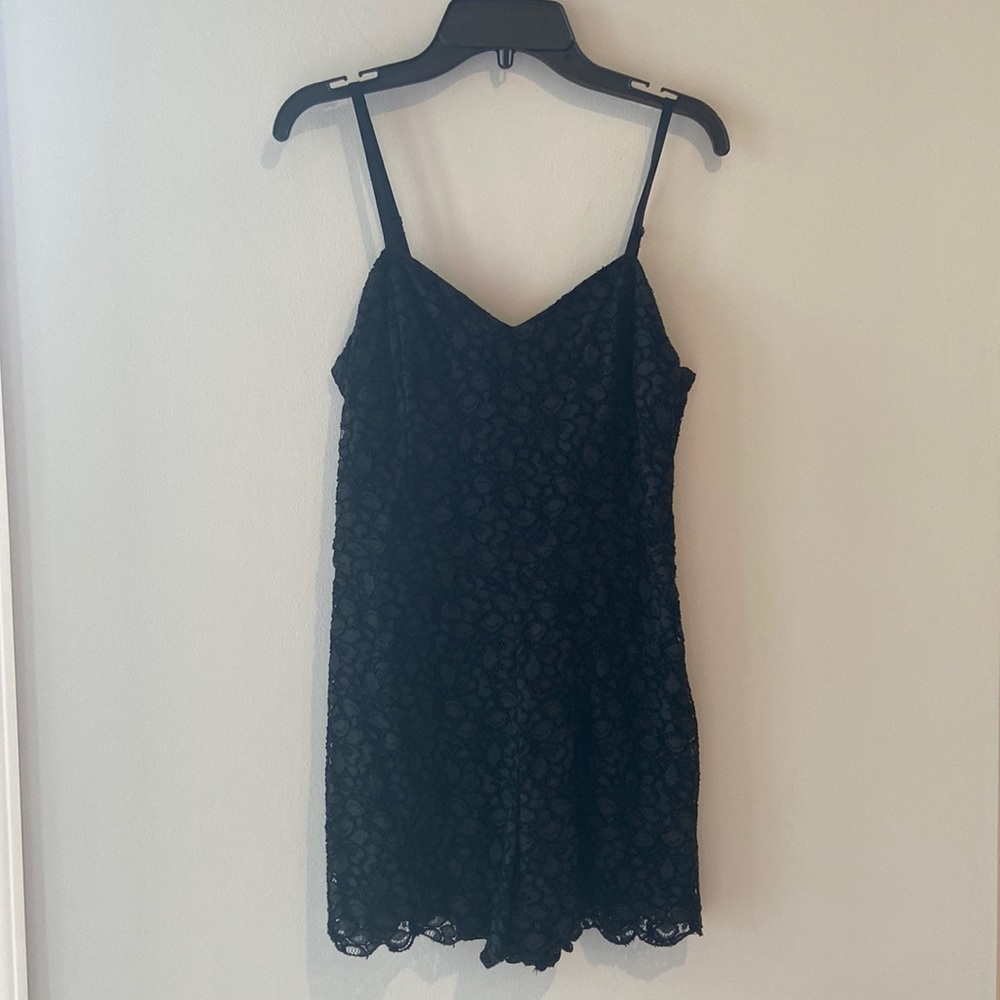 Talula Black Lace Romper with Side Zipper